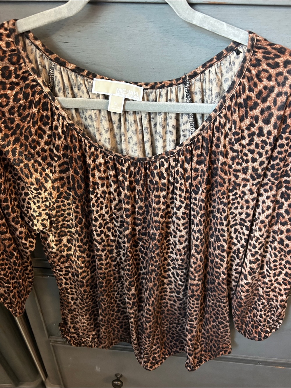 MICHAEL Michael Kors Brown and Black Leopard-Print Blouse